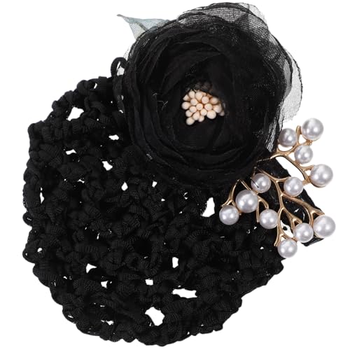 minkissy Blumen Haarnetz für Dutt Damen Haarnetz mit Clip Elegant Haarschmuck für Ballett Cosplay und Alltag Praktischer für Frauen und Mädchen Schwarzes Netz von minkissy
