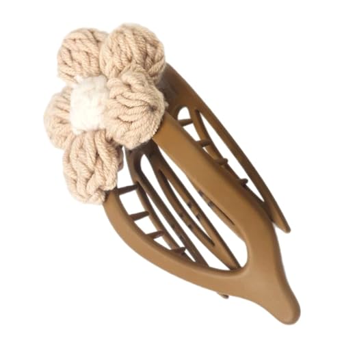 minkissy Blumen Haarspange Für Damen Große Blüten Haarklammer Gestrickte Blume Haarspange Flauschiges Blüten Design Rutschfeste Blume Krallenspange Für Dünnes Haar von minkissy