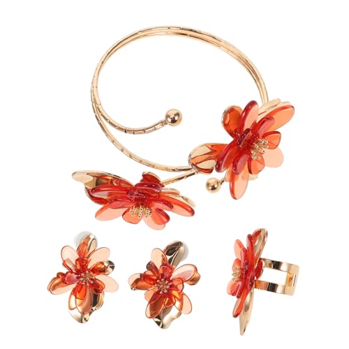 minkissy Blumen Schmuckset Damen Vintage Tropföl Design Ohrringe Armband Ring Hochzeit Prom von minkissy