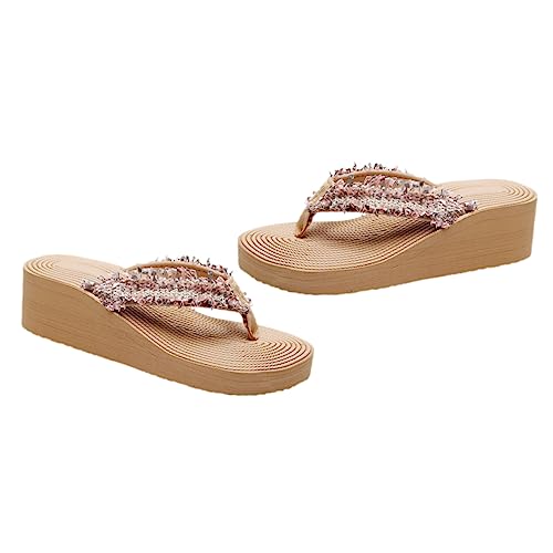 minkissy Bohemian Damen Wedges Sandalen Sommer Strand Schuhe Rutschfeste Sohle Bequeme Keilabsatz Sandaletten für Alltag und Urlaub Modischer Rustikaler Stil von minkissy
