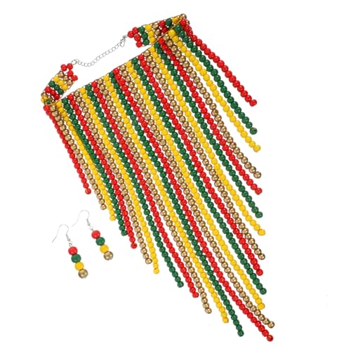 minkissy Holzperlenkette Für Damen Boho-halskette Aus Naturperlen Lange Perlenkette Handgefertigter Holzschmuck Afrikanische Halskette Bunte Perlenkette Für Herren Und Frauen von minkissy