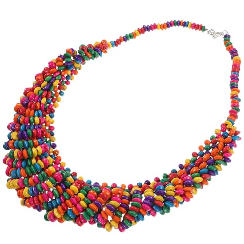 minkissy Boho Halskette Damen Ethnische Quaste Bunte Holzperlen Verstellbar Schmuck für Mädchen von minkissy