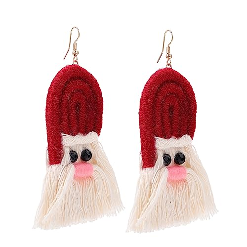 minkissy Boho Handgefertigte Quasten Ohrringe Weihnachtsstil Rote Party Ohrhänger Damen Schmuck von minkissy