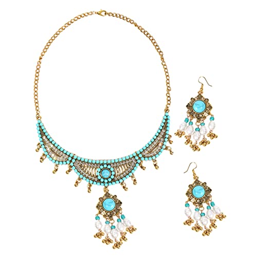 minkissy Boho Perlen Schmuckset Damen Halskette Ohrhänger Ethnischer Stil Leichtes Elegantes Accessoire für Mädchen und Frauen Komfortabel Modisch Ohrstecker und Kette von minkissy
