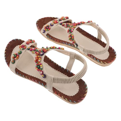 minkissy Sommer-strandsandalen Für Damen Flach Rutschfest Atmungsaktiv Leicht Für Strandurlaub Und Ausflüge Bequeme Boho-sandalen Mit Einfacher Schnürung von minkissy