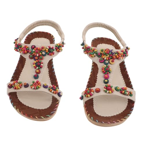 minkissy Strandschuhe Mit Römischen Motiven Für Damen Flache Boho-sandalen Aus Leichten Materialien Rutschfeste Sohle Für Sommerferien Und Strandbesuche Einfach Anzuziehen Und von minkissy