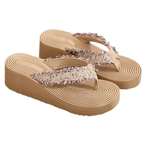 minkissy Boho Wedge Slippers Damen Sandalen Sommer Strand Schuhe Leicht Atmungsaktiv Rutschfest Gepolstert Komfortabel Für Alltag Und Urlaub von minkissy