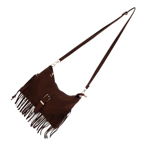 minkissy Boho -frauentasche Gewebte Umhängetaschen Für Damen Handgewebte Tasche Wildlederballen Ethnische Taschen Für Frauen Braune Umhängetasche Wildledertasche Frauen Wildleder- Hellbraun von minkissy