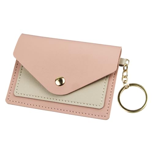 minkissy Bonbon -Farbkartenpackschlüsselbund kleine geldbörsen für Damen einfach Kleiner Kreditkarteninhaber schlüsselanhänger Mini-Geldbörse kleines Kartenetui Leder Rosa von minkissy