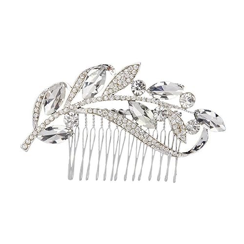 minkissy Braut Hochzeit Haarkamm Braut Kopfbedeckungen Für Die Hochzeit Braut Kopfschmuck Strass-kopfschmuck Haarnadel Mit Floralen Strasssteinen Tiara Kristall Haare Hoch von minkissy