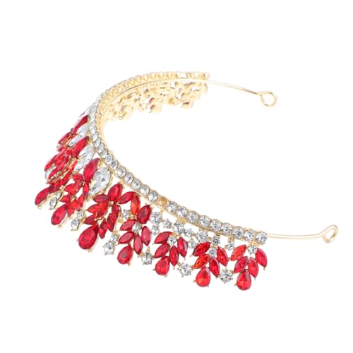 minkissy Brautkrone Kronenfrauen Brauthaarzubehör Braut Stirnband Prinzessin Diademe Strasskrone Kristallkronen Braut Tiara Aus Strass Krone Kopfschmuck Hochzeit Kopfschmuck Legierung Rot von minkissy