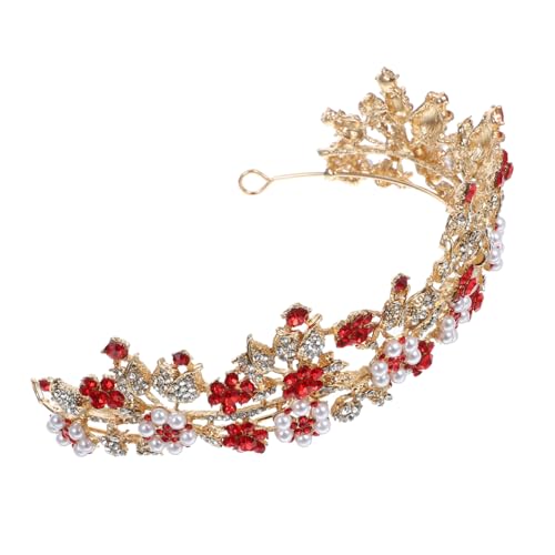 minkissy Brautkrone mit Strasssteinen Tiara für Hochzeiten und Partys Verstellbares Haarband Funkelndes Brautaccessoire mit Imitationsperlen und Kristallen für Fotoshootings von minkissy