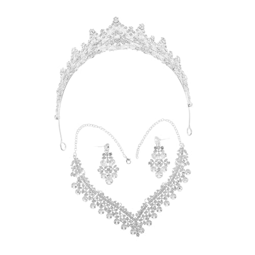 minkissy Brautschmuck Set aus Langlebiger Legierung mit Funkelnden Strasssteinen Inklusive Krone Halskette und Ohrringen für Hochzeit Ball und Festliche Anlässe Silberweißes Design minkissy Brautschmuck Set aus Langlebiger Legierung mit Funkelnden Strasssteinen Inklusive Krone Halskette und Ohrringen für Hochzeit Ball und Festliche Anlässe Silberweißes Design von minkissy