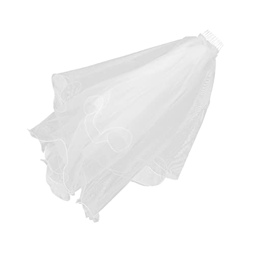 minkissy Braut Kopfbedeckungen für die Hochzeit Kommunionschleier für Mädchen Brautschleier Kostüm Braut- weißes Stirnband Strasssteine Kinderschleier Kronenschleier die Blumen Kamm Bohren von minkissy