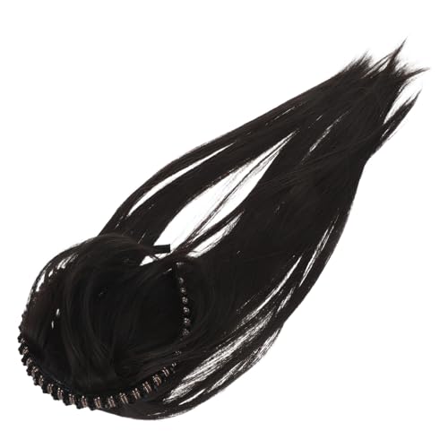 minkissy Breites Haarband mit Perlen und Strass Integrierte Haarverlängerung für Damen und Mädchen Dunkles Braun Natürlicher Look Fester Sitz Vielseitiges Accessoire für Hochzeit und von minkissy