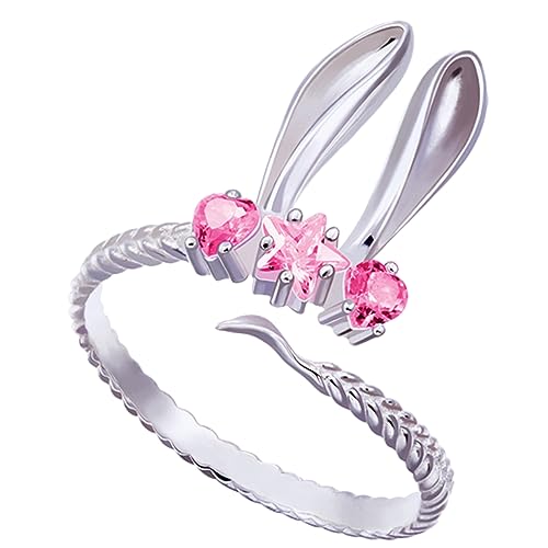 minkissy Bunny Ear Adjustable Ring Süßes Offenes Design für Mädchen Perfektes zu Ostern Geburtstagen für Besondere Anlässe Passt zu Jedem Outfit von minkissy