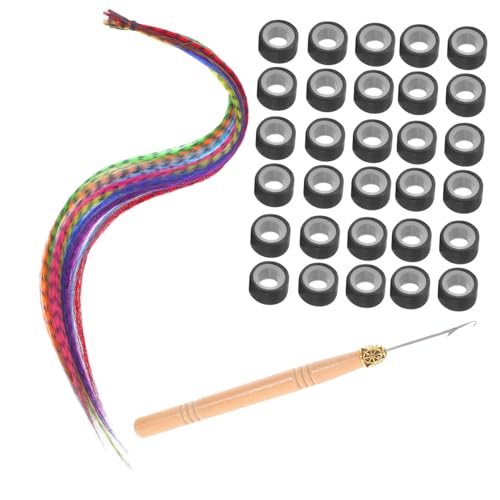 minkissy Bunte Haarverlängerungs Mit Leuchtenden Farben Synthetische Haarstreifen Für Party Und Cosplay Mikroperlen Und Häkelnadel Für Einfache Anwendung von minkissy