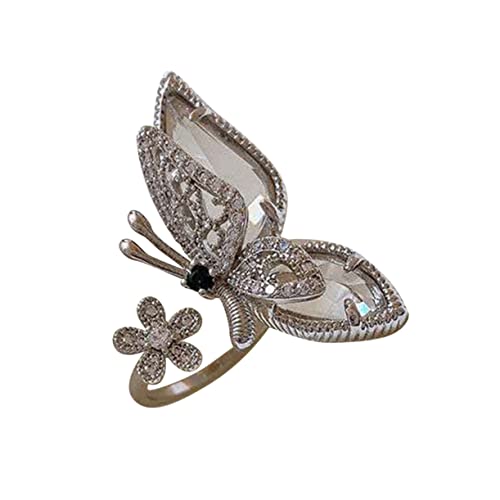 minkissy Schmetterlings-öffnungsring Für Damen Verstellbarer Kupfer-fingerring Leicht Und Langlebig Passt Sich Ihren Fingern Für Partys Und Alltag von minkissy