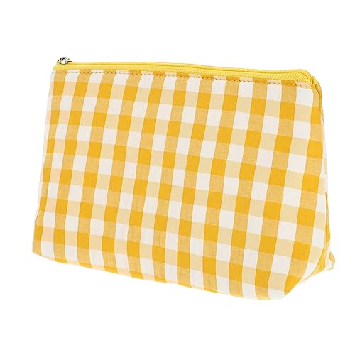 minkissy Canvas Karierte Schminktasche Kosmetiktasche Kulturbeutel Reise Schminktasche Schminkbehälter Für Damen Tragbare Kosmetiktasche Make up Tasche von minkissy