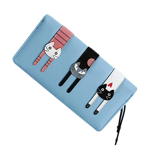 minkissy Lange Damen Geldbörse Mit Cartoon Katzenmuster Aus Langlebigem Pu- Praktische Reißverschluss Geldbörse Für Münzen Und Karten Als Accessoire Für Frauen von minkissy