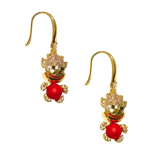 minkissy Cartoon Ohrstecker Rotes Ochsen Design Silber Nadel Leicht Verziert Chinesisches Neujahr Damen Schmuck von minkissy