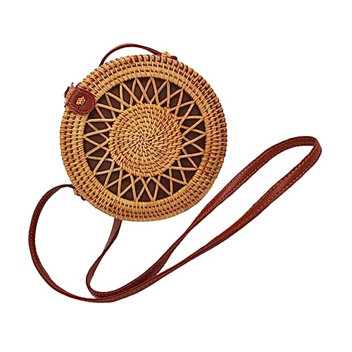 minkissy Casual Rattan Woven Schultertasche für Damen Stilvolle Umhängetasche für Reisen Freizeit und Alltag Praktische und Dekorative Handtasche mit Feiner Verarbeitung von minkissy