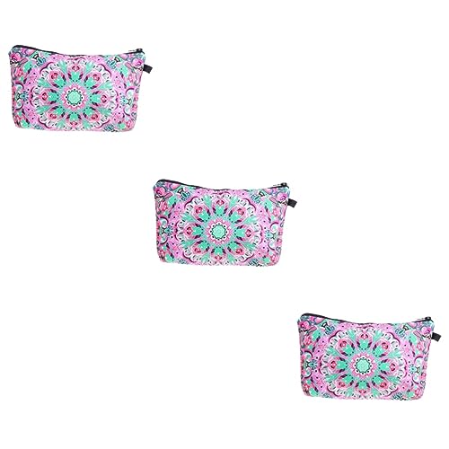 minkissy Clutch-Geldbörse Für Damen 3 Stück Make-Up Klein Mit Tasche Kulturbeutel Kosmetik Schöner Reißverschluss Reise Bedruckt Mode-Organizer Mandala Praktisch Tragbar Blumen von minkissy