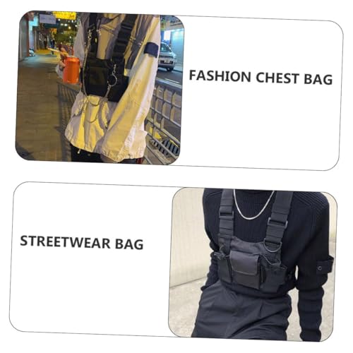minkissy Cool Chest Bag Herren und Damen Streetwear Funktionale Hip Hop Weste Brusttasche mit Verstellbarem Schultergurt Leichtes Design für Alltag und Festival von minkissy