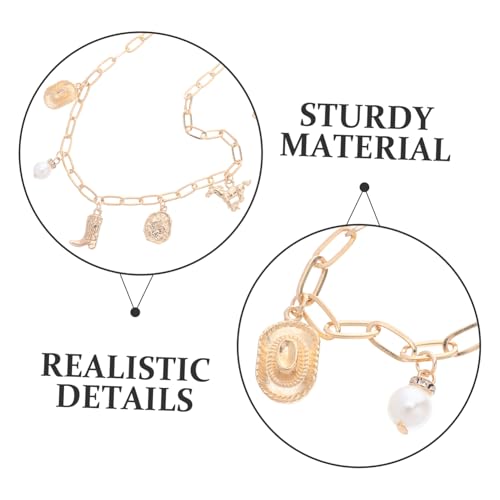 minkissy Cowboy Boot Halskette mit Unregelmäßiger Perle Western Schmuck für Damen Langlebiger Legierungsanhänger Passende Cowgirl Accessoire für und Alltag von minkissy