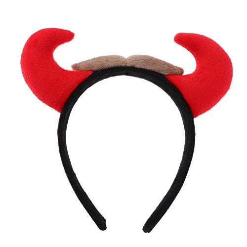 minkissy Dämon Horn Stirnband Kopfbedeckung Hörner Kopfschmuck Hörner Stirnband Masken Halloween-kleidung Halloween-teufel-stirnbänder Festival-stirnband Make-up-haarband Bands Stoff Rot von minkissy