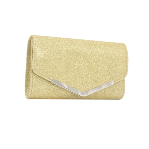 minkissy Damen Abend Clutch Handtasche mit Glitzermuster und Kette Umschlagtasche für Hochzeit Party Bankett Mittlere Kapazität für Handy und Karten Goldfarben von minkissy
