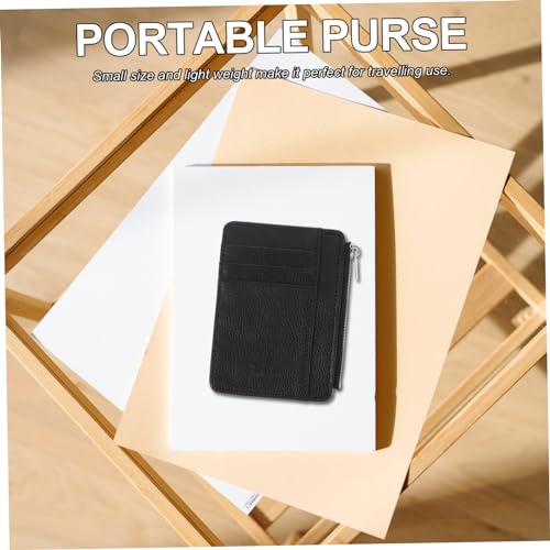 minkissy Damen Geldbörse Klein mit Reißverschluss Münzbörse aus Robustem PU Multifunktionales Kartenetui und Portemonnaie Leicht und Kompakt für Alltag und Reisen Schwarz von minkissy