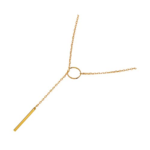 minkissy Damen Halskette Zarte Metallkette mit Rundem Anhänger Leichte Hautfreundliche Clavicle Chain Minimalistischer Schmuck für Alltag Party und Formelle Anlässe Goldfarben von minkissy