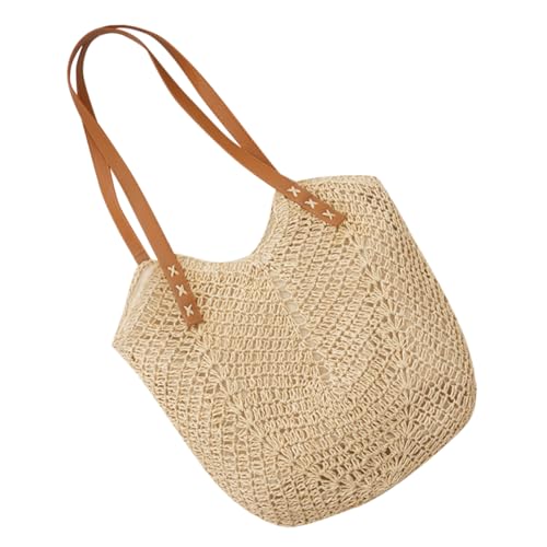 minkissy Damen Handgewebte Strohtasche für Sommer Schultertasche für Strand Urlaub Großer Stauraum für Smartphone Handtücher Leicht Langlebig Einkäufe Partys von minkissy