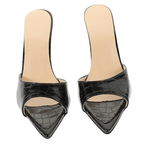minkissy Damen High Heels Sandalen mit Spitzem Zehenbereich Feinem Absatz und Modischem Design Schwarze Banquet slipper Verarbeitet für Stilvolle Anlässe und Vielseitige Kombinationen von minkissy