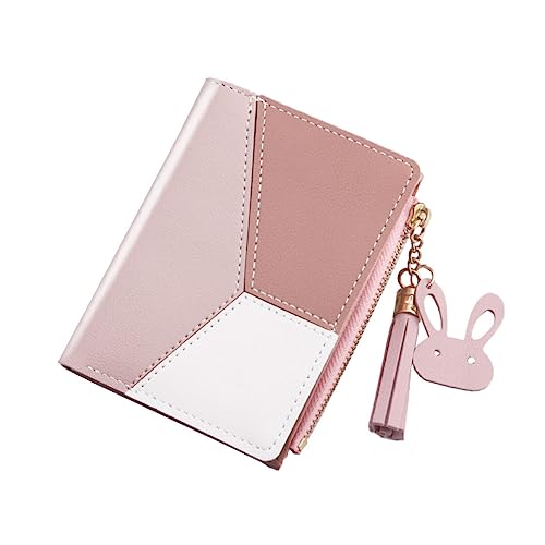 minkissy Rosa Tragbare Pu Geldbörse Für Damen Quasten Geldbörse Mit Reißverschluss Kurze Kleiner Tasche Modische RFID Schutz Für Reisen Und Alltag von minkissy