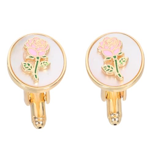minkissy Damen Manschettenknöpfe Runde Tuxedo Shirt Cufflinks mit Floralem Design Kupferfarbene Schmuckstücke für Formelle Anlässe Wie Hochzeiten Gala und Business-events von minkissy