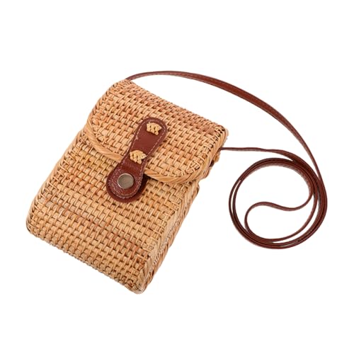 minkissy Damen Rattan Umhängetasche Handgewebte Schultertasche für Strand Party Shopping Zartes Robustes Design mit Klappdeckel Reise minkissy Damen Rattan Umhängetasche Handgewebte Schultertasche für Strand Party Shopping Zartes Robustes Design mit Klappdeckel Reise von minkissy