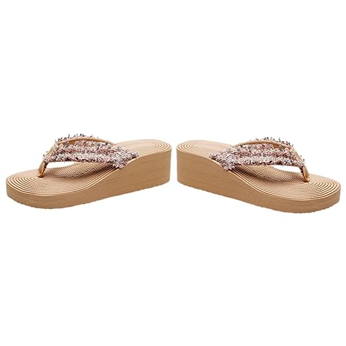 minkissy Damen Sandalen Sommer Boho Stil Keilabsatz Strand Schuhe Bequeme Rutschfeste Sommerschuhe mit Weichem Material Leichte Sandaletten für Alltag und Urlaub von minkissy