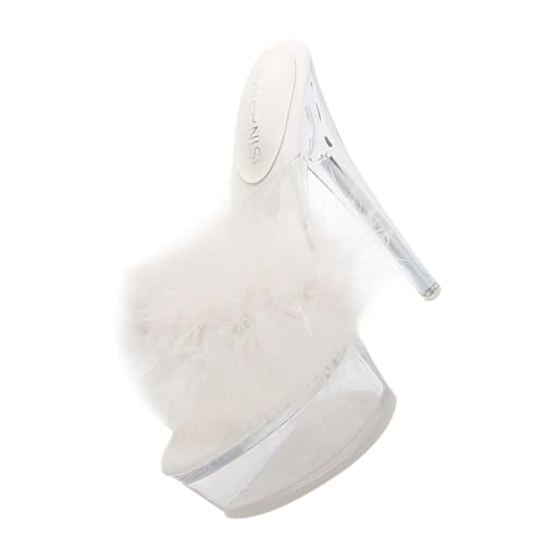 minkissy Damen Sandaletten mit Dünnem Absatz Transparente High Heels Modische Outdoor Slippers Stilvolle Sandalen für Mädchen Komfortabel und Vielseitig Kombinierbar Weiß von minkissy