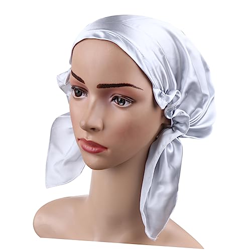minkissy Seidene Schlafmütze Für Damen Elastik-haube Zum Schlafen Haar-schutz Muttermütze Bequemer Schlafhaube von minkissy