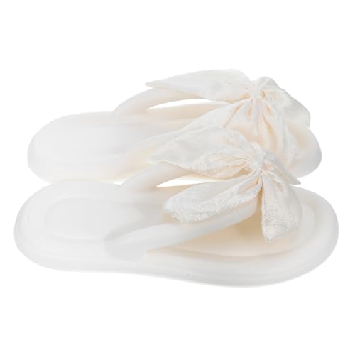 minkissy Damen Sommer Sandalen mit Großem Schleifen Design Leichte Atmungsaktive Plateau Slipper mit Weichem Fußbett Rutschfest und für Strand Hochzeit Urlaub Freizeit von minkissy