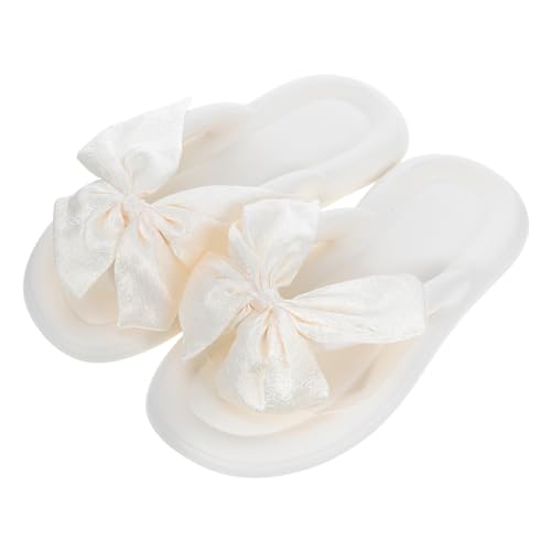 minkissy Damen-strandsandalen Mit Schleife Leichte Plateausandalen Reisesandalen Stylische Sommersandalen Hausschuhe Für Outdoor-spaziergänge Angenehm Weiß von minkissy