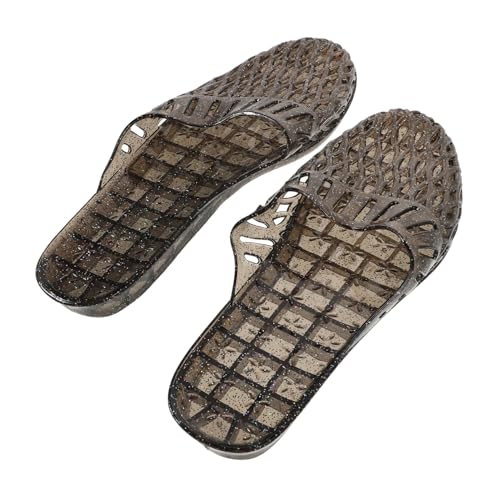 minkissy Damen Sommer Slippers Transparent Hohl Design Weiches Jelly Material Leicht Rutschfest für Indoor Outdoor Dusche Strand Pool Schwarz von minkissy
