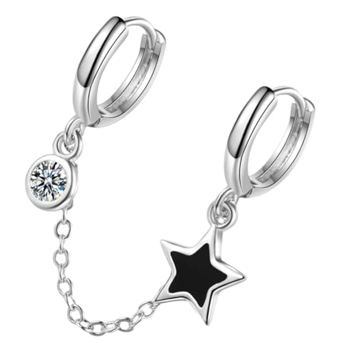 minkissy Damen Stern Ohrhänger Doppel Piercing Ohrringe Minimalistischer Doppel Tropfen Schmuck Handgefertigt Langlebig und Modisch für Alltag und Besondere Anlässe von minkissy