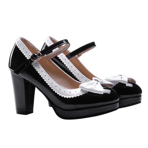 minkissy Damen Thin Shoes aus Langlebigem und rutschfest Leichter Klassischer Absatz Geeignet für Arbeit und Alltag Modischer Bogen Design Schwarz von minkissy