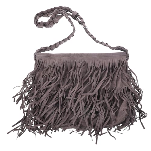 minkissy Damen Tote Tasche mit Fransen Umhängetasche mit Quasten Robuste Schultertasche für Alltag und Büro Geräumig und Stilvoll Graue Handtasche für Frauen von minkissy
