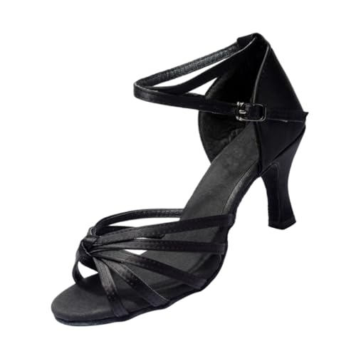 minkissy Damenschuhe Satin High Heels mit Knotenriemen Offene Zehenpartie Absatz Lateinische Tanzschuhe für Besondere Anlässe Eleganter Schwarzer Satin minkissy Damenschuhe Satin High Heels mit Knotenriemen Offene Zehenpartie Absatz Lateinische Tanzschuhe für Besondere Anlässe Eleganter Schwarzer Satin von minkissy