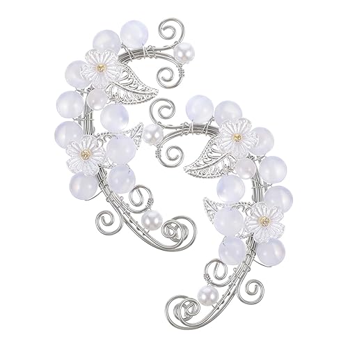 minkissy Dekorative Ohrclips für Damen Ohrklemme frei von Piercing mit Perlen Blumen design Modische Ear Cuff Ohrringe Leichte Metall ohrclips für Vielseitige Anlässe von minkissy