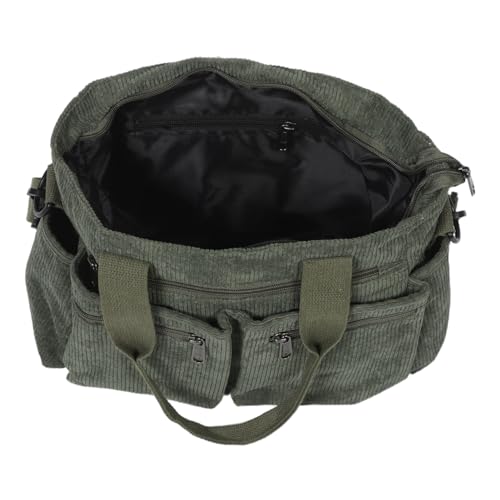 minkissy Cord-einkaufstasche Für Damen Mit Abnehmbarem Riemen Mittelgroße Tragetasche Große Kapazität Umhängetasche Mit Taschen Handtaschen-geldbörse Grün von minkissy